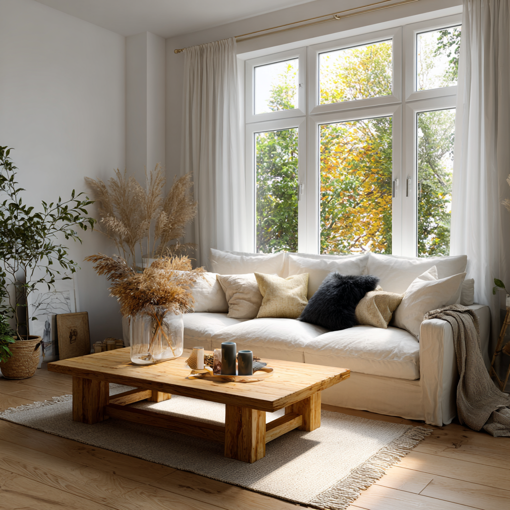 AI redesigned living room and garden before