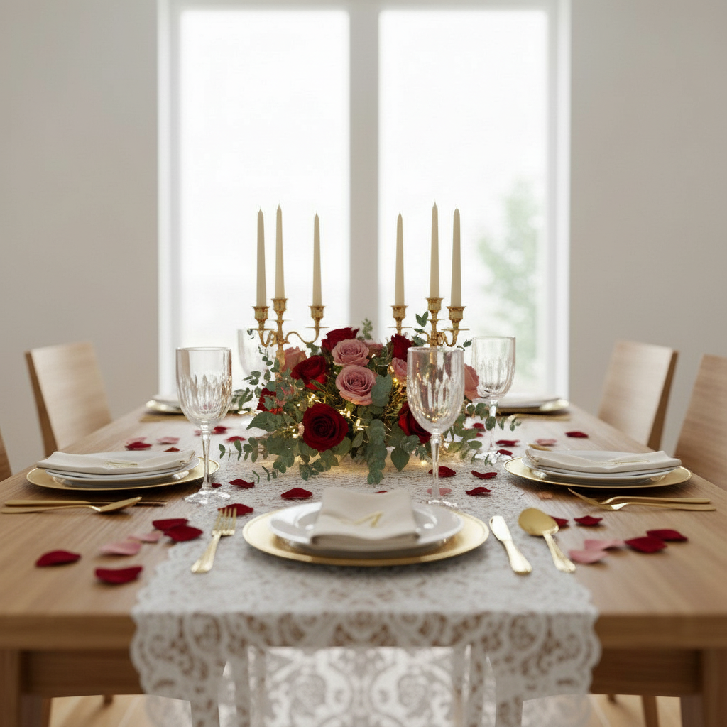 Elegant dinner table setup after AI decor transformation